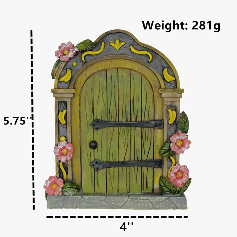 MUAMAX Fairy Garden Door Accessories Fairy Doors Wall Outdoor Mystical Miniature Garden Door for Tree Trunk (Green) - Image 2